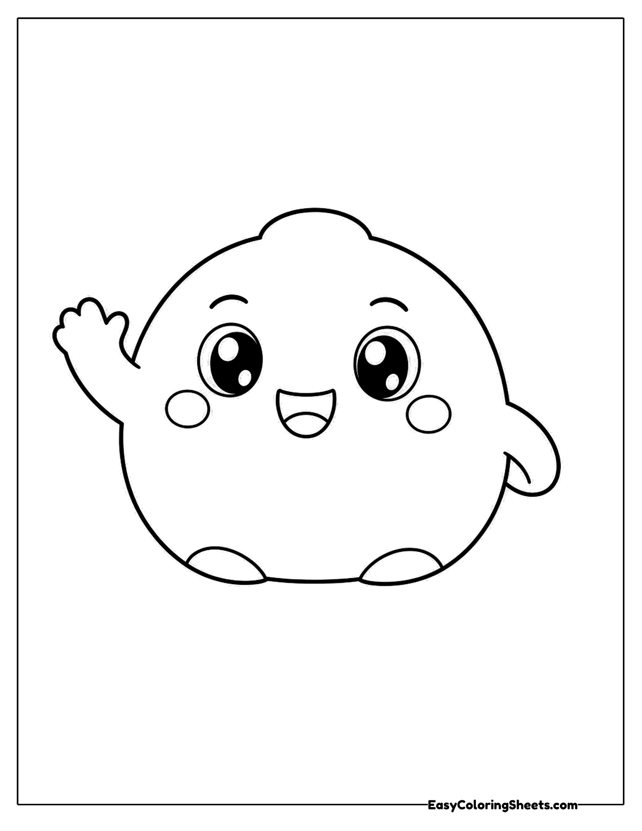 Round virtual pet blob waving