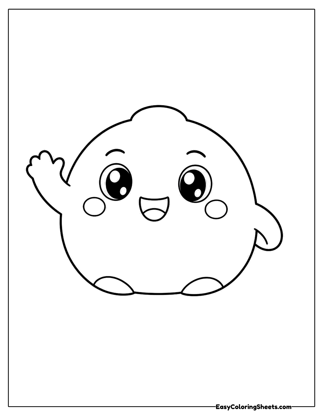 Round virtual pet blob waving