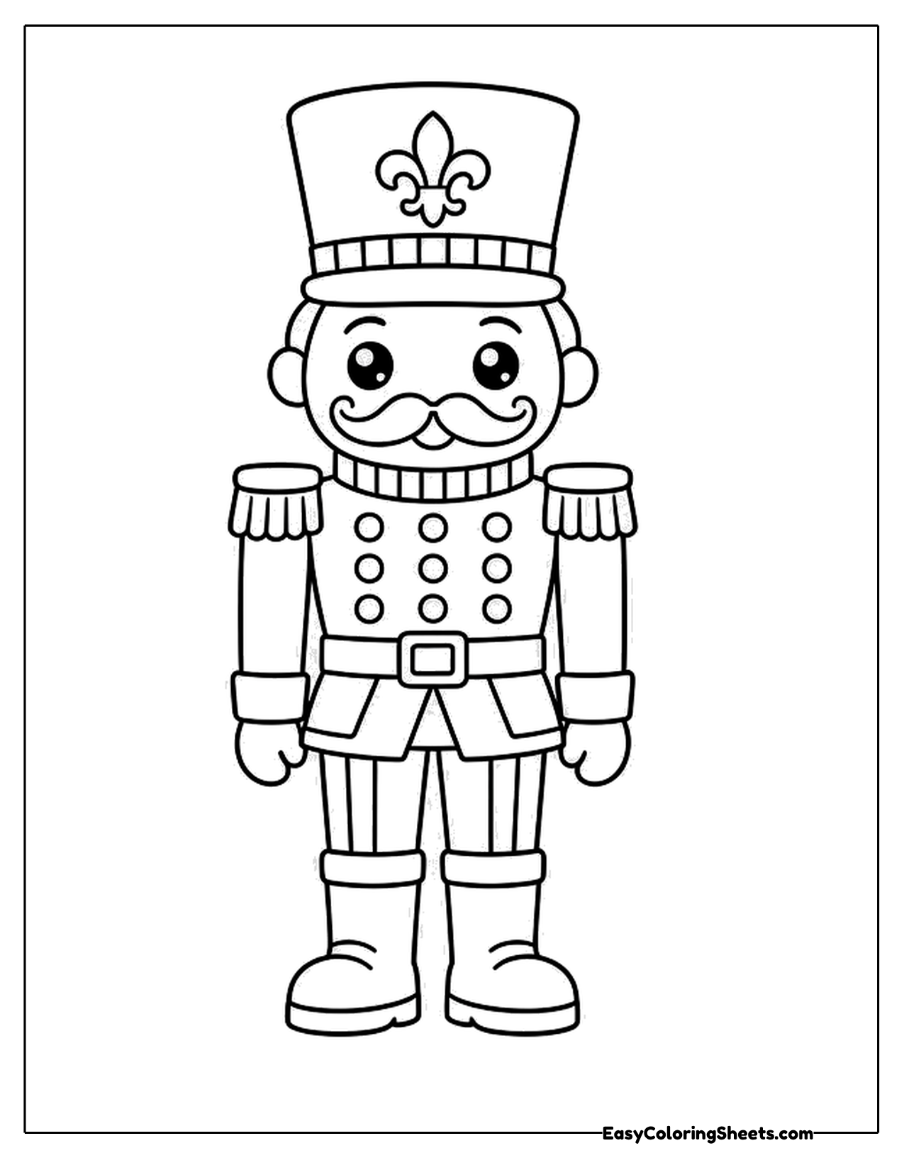 Cute cartoon nutcracker character with tall hat