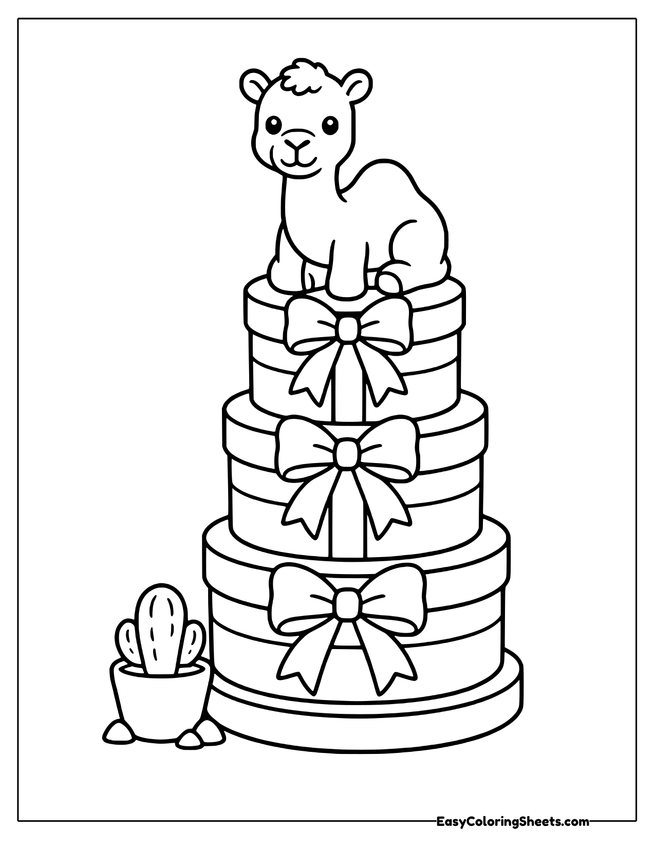 Camel sitting on a stack of gift boxes
