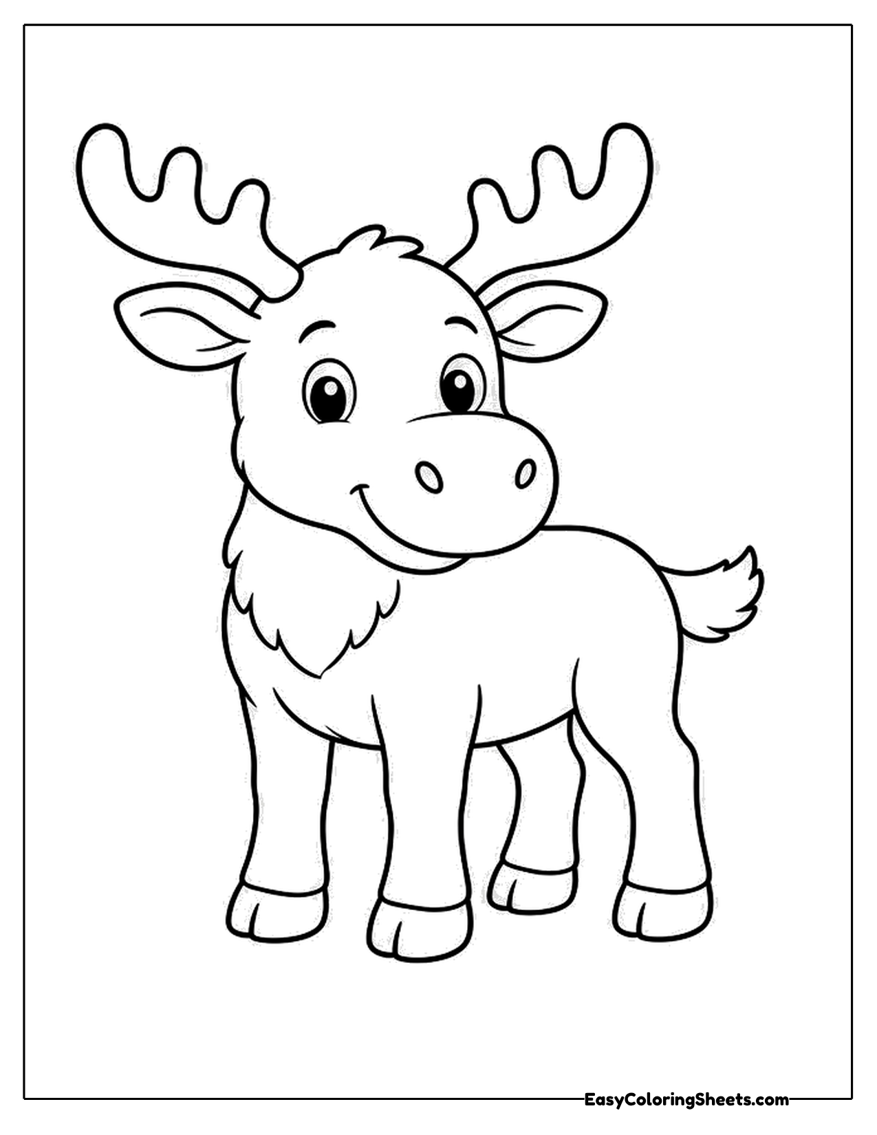 Cartoon moose with wide antlers standing