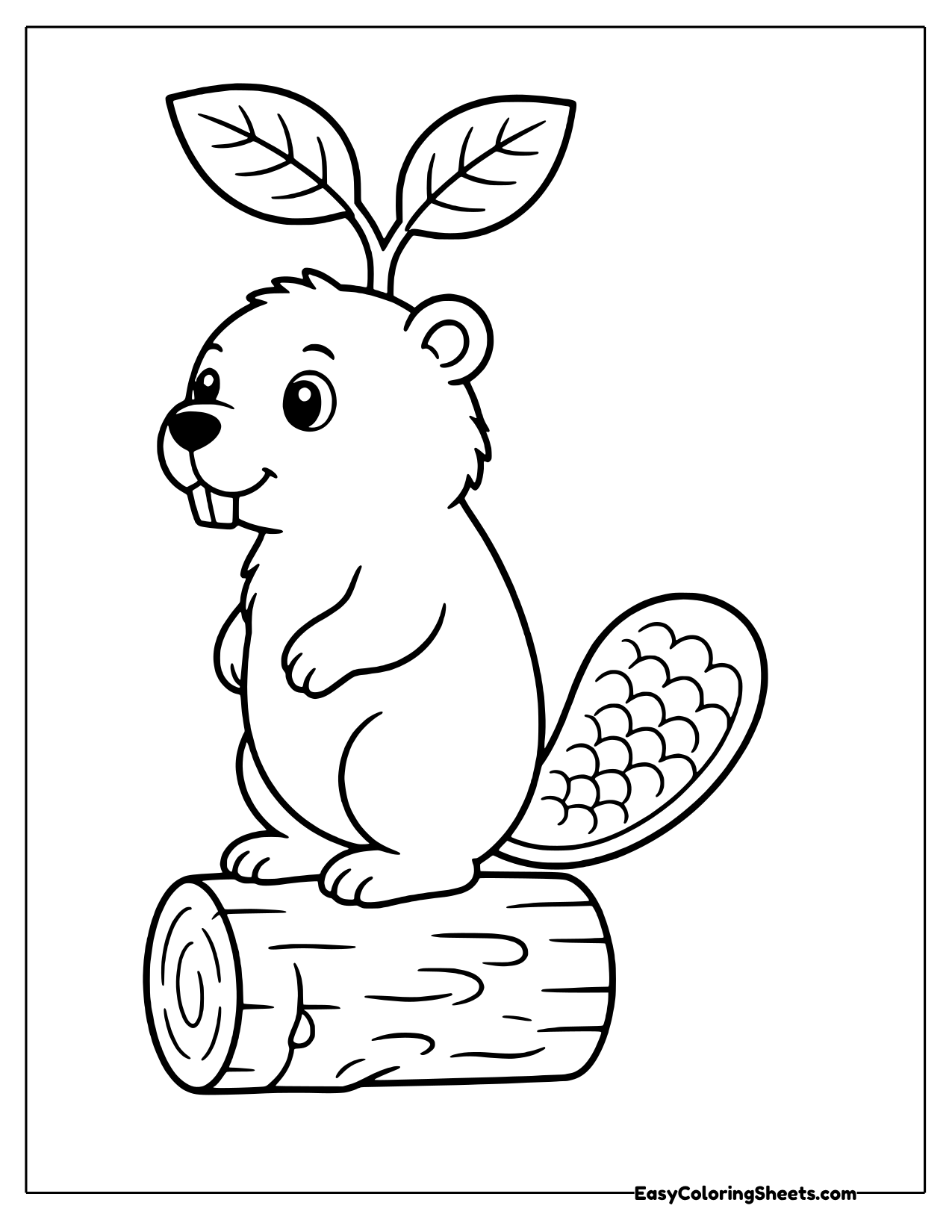 Beaver in side profile on a log