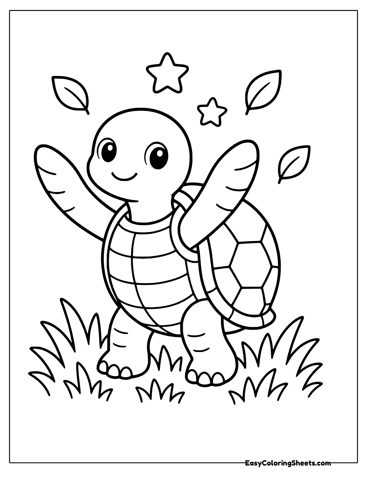 Turtle standing on its hind legs with stars
