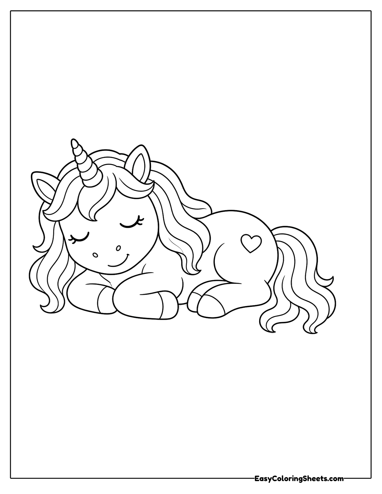 Sleeping unicorn curled up
