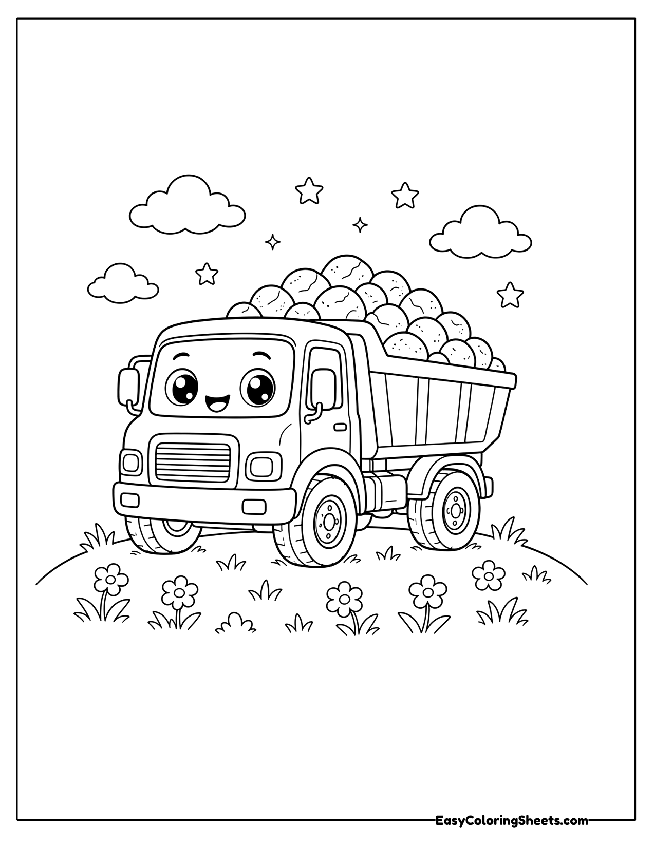 Chibi dump truck carrying rocks