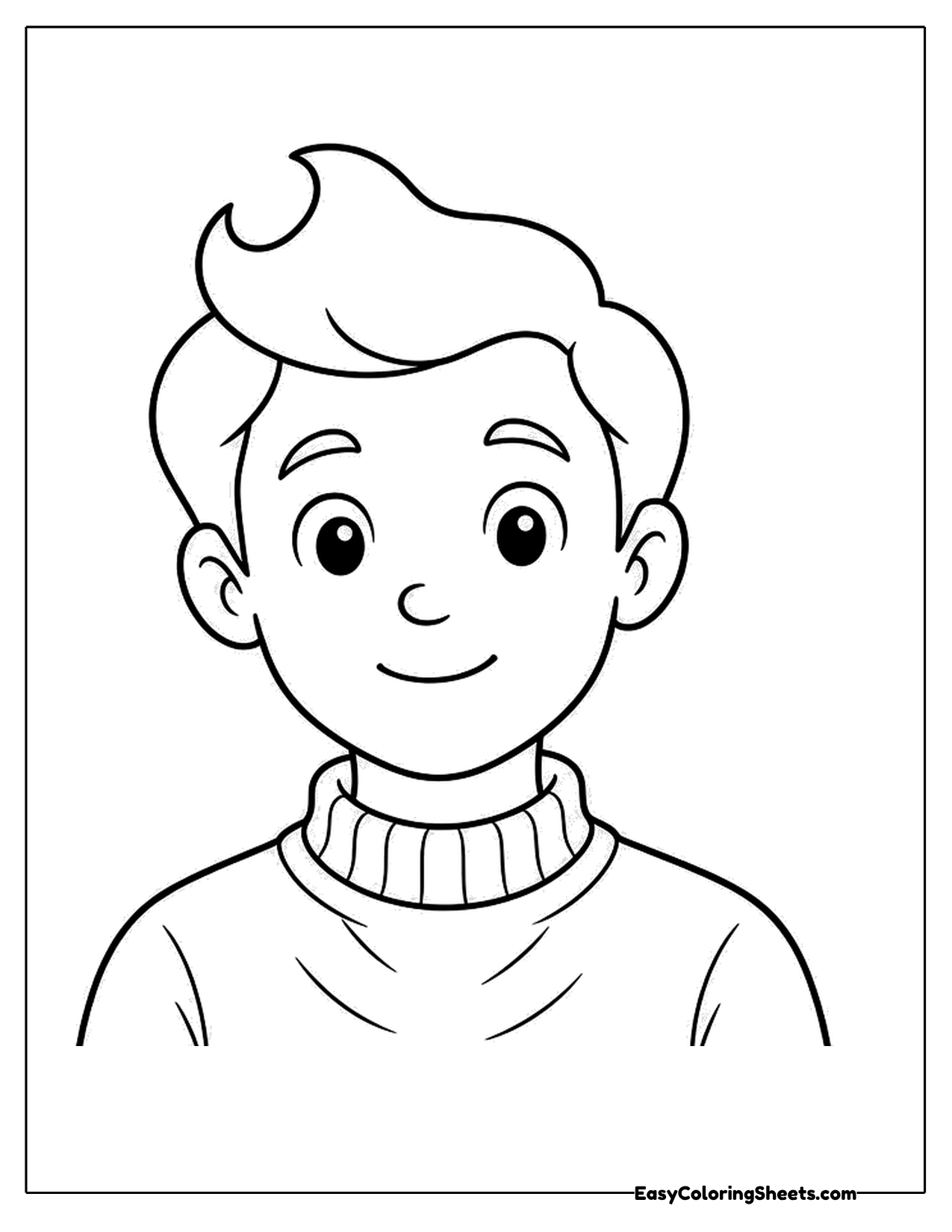 Boy with a curly quiff in a turtleneck sweater