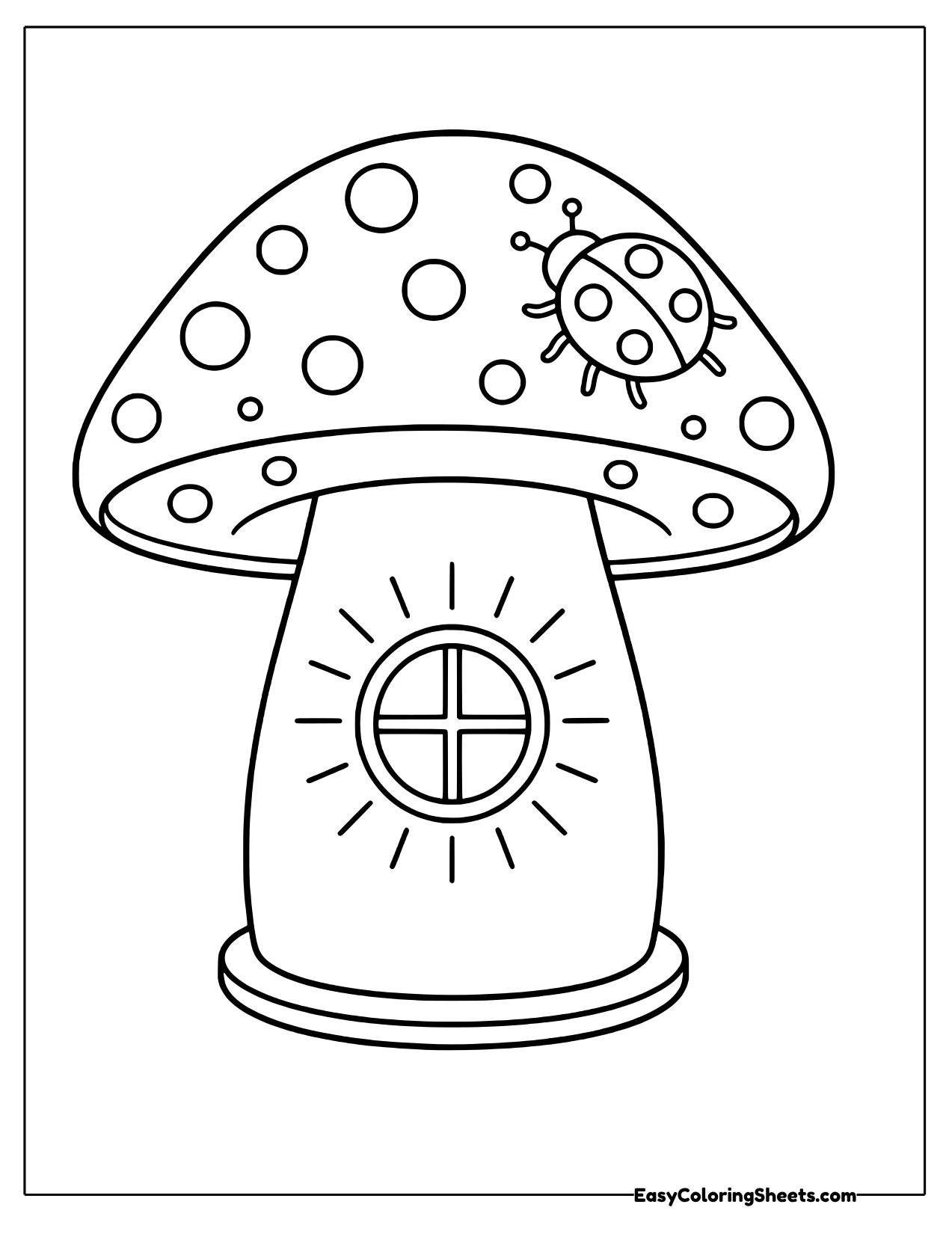 Mushroom house with a ladybug and window