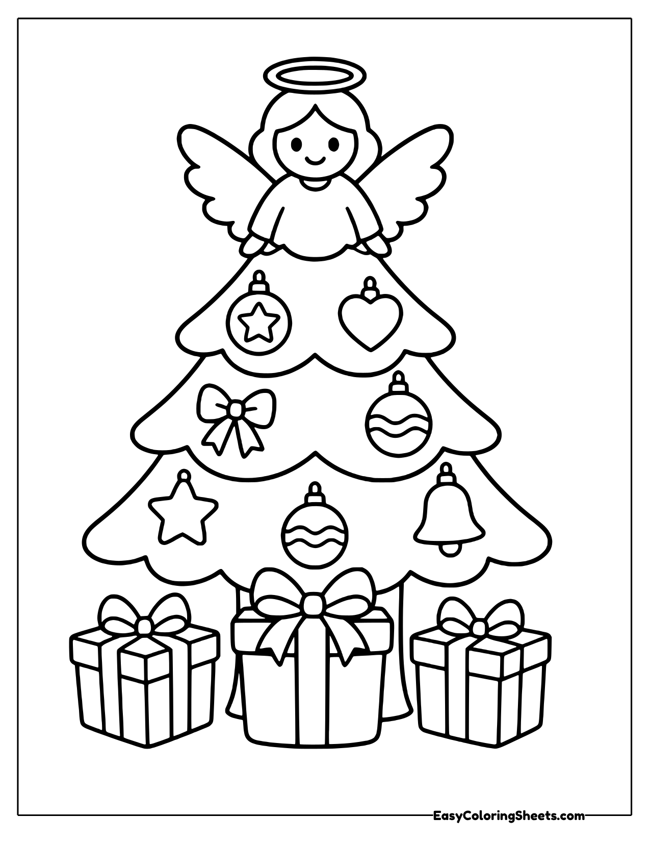 Christmas tree with an angel topper