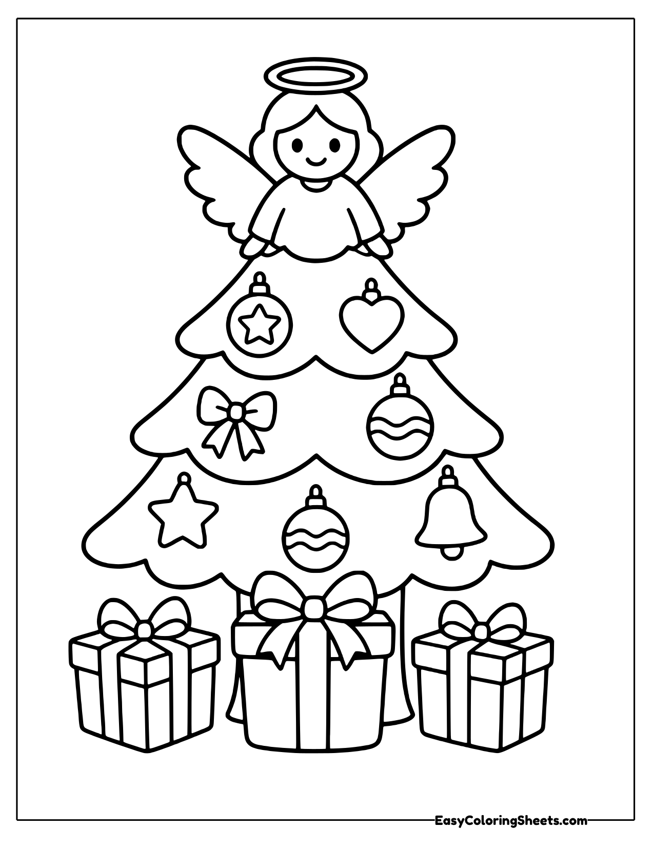 Christmas tree with an angel topper