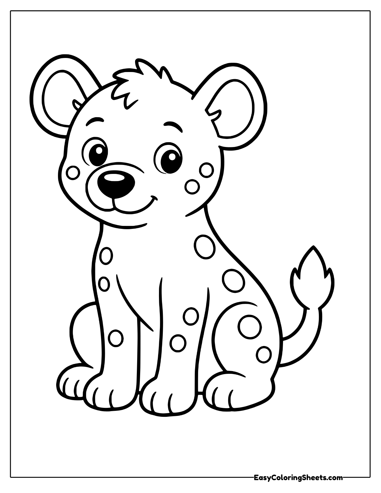 Easy hyena sitting with spots and a short tail