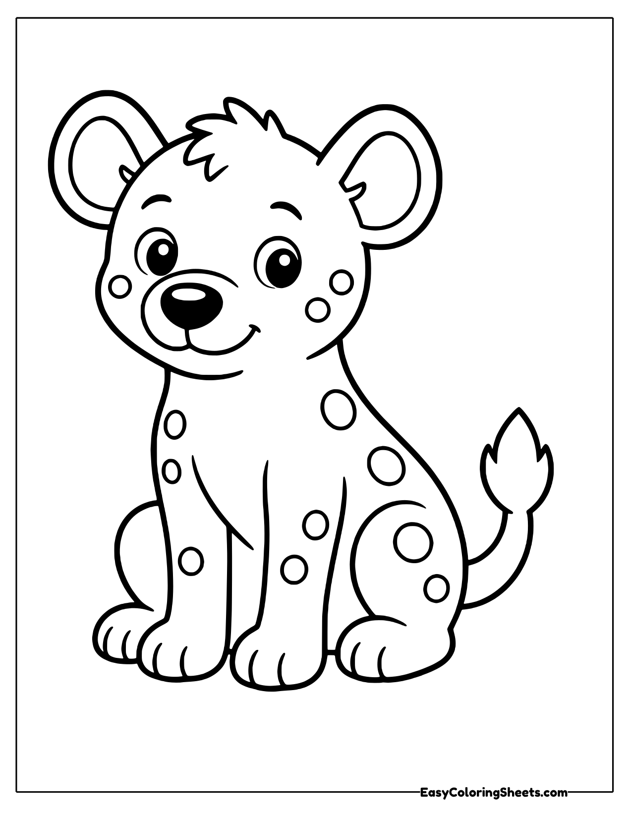 Easy hyena sitting with spots and a short tail