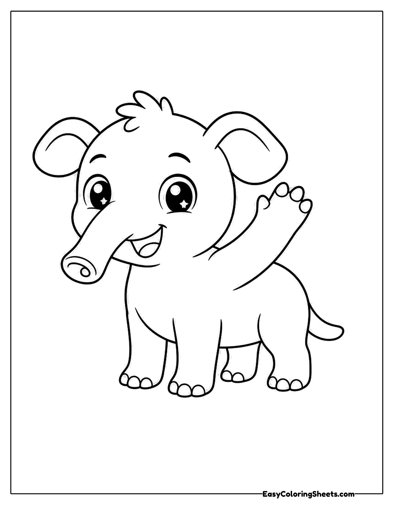 Cute tapir character waving its trunk