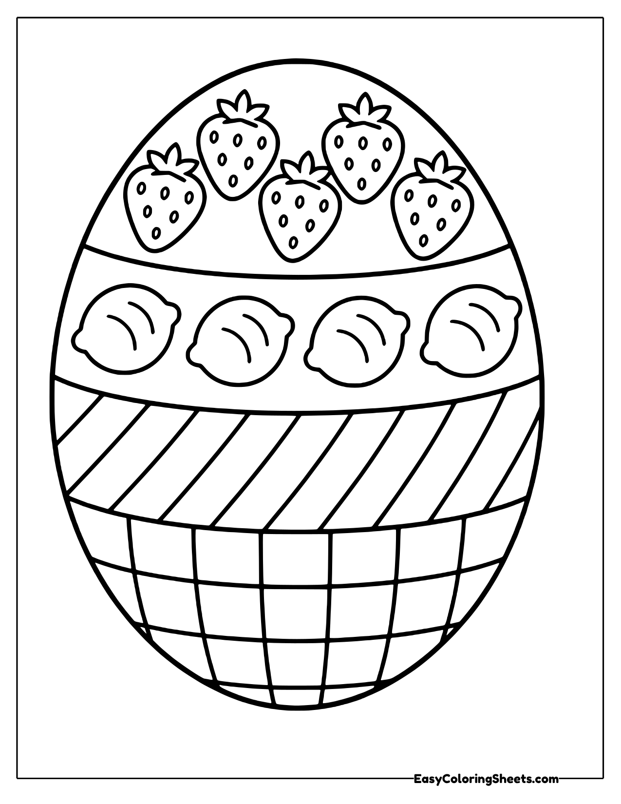 Easter egg template with strawberries and lemons