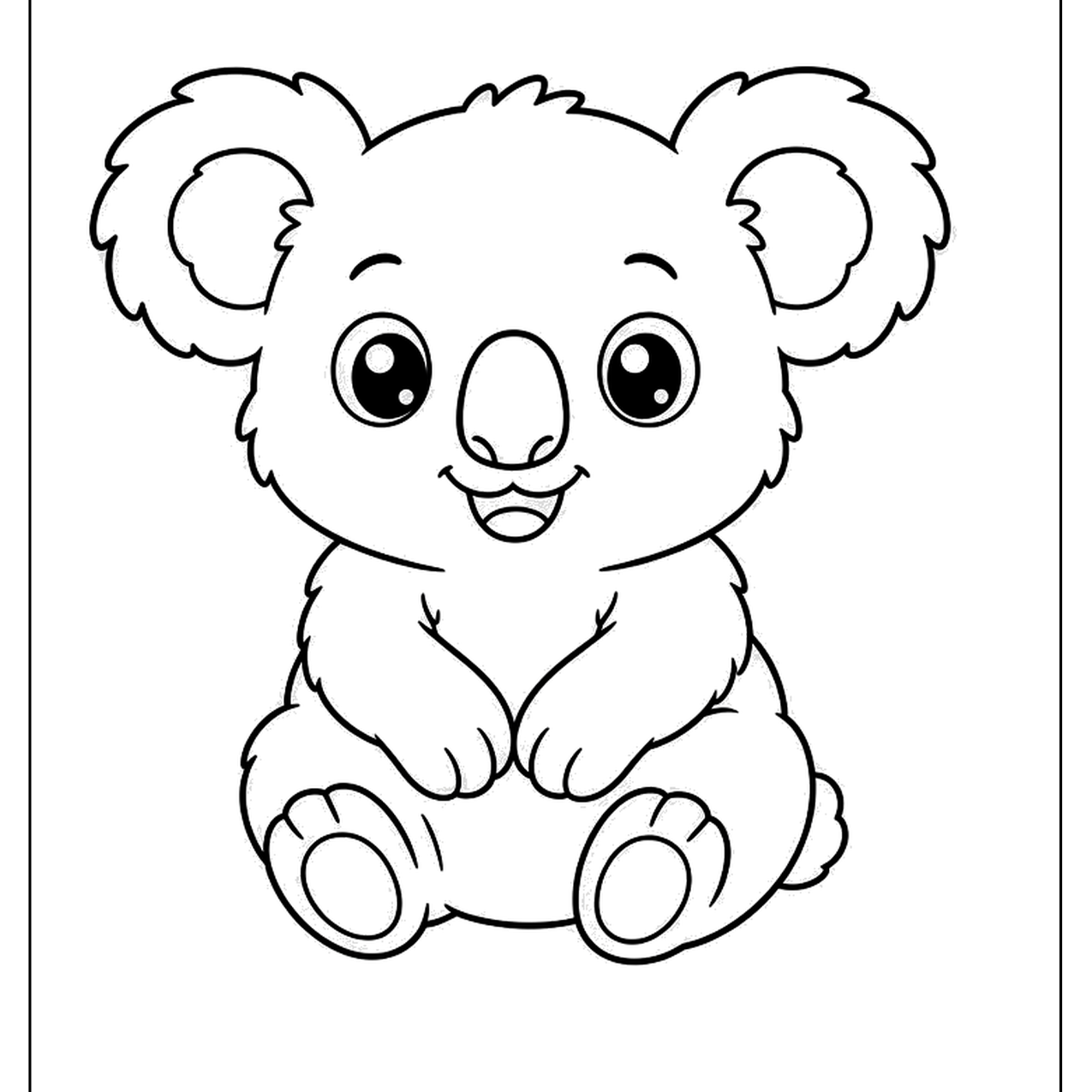 Baby koala sitting with fluffy ears