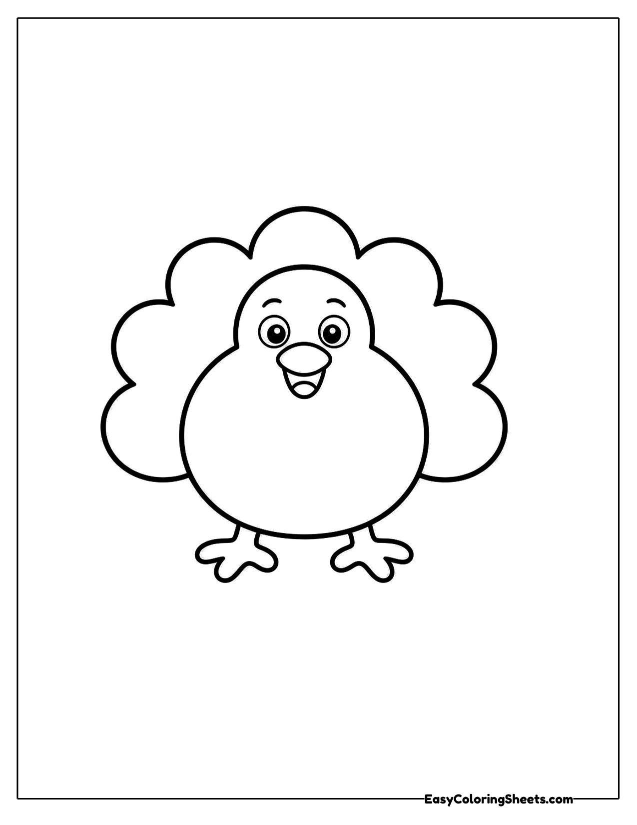 Very simple turkey with round body and big feathers