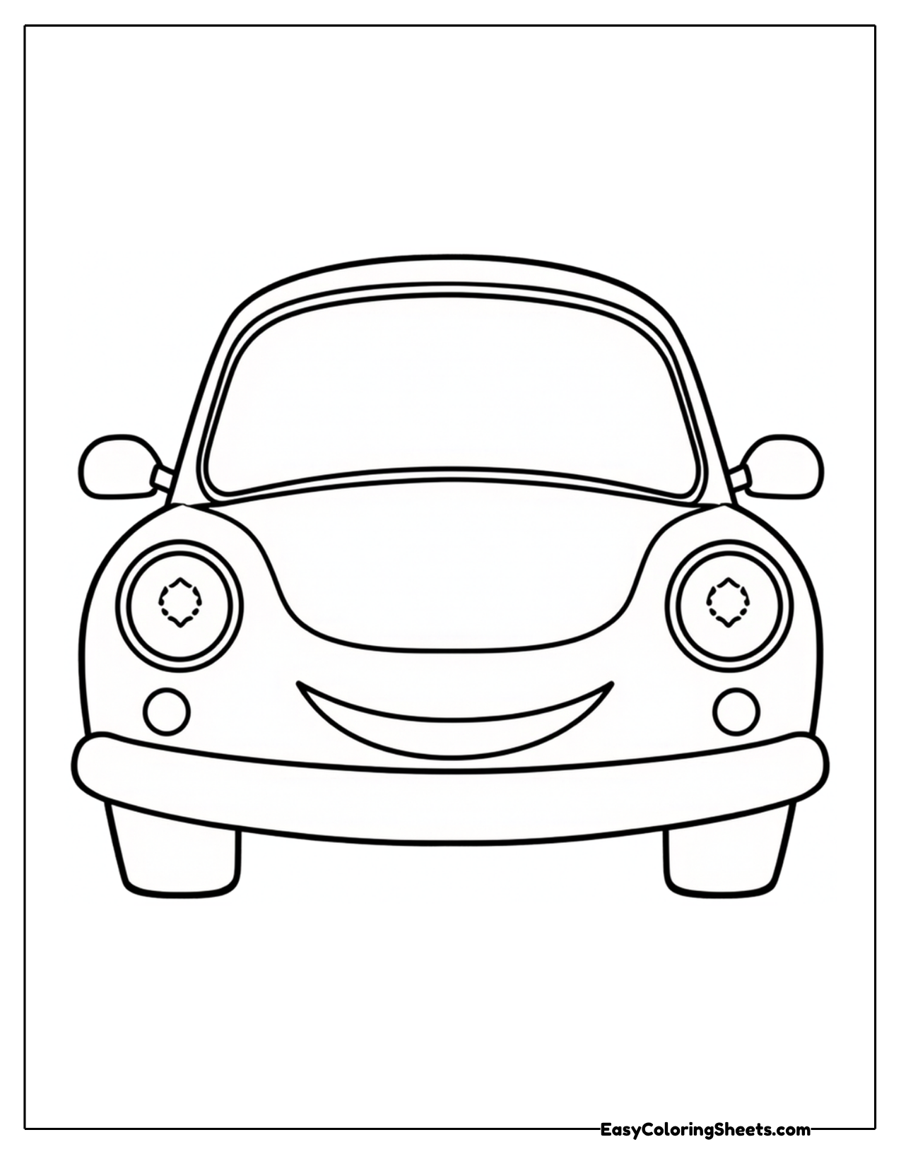 Large front view of a cute rounded car