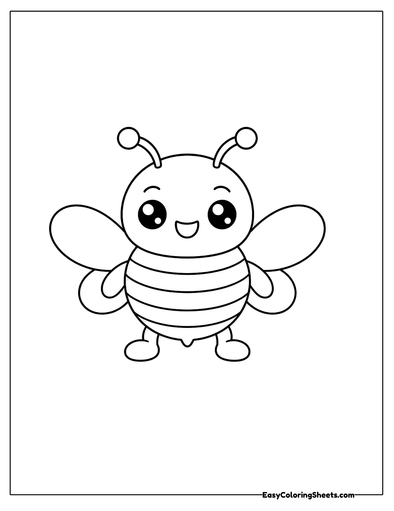 Bee seen from the front with wings out