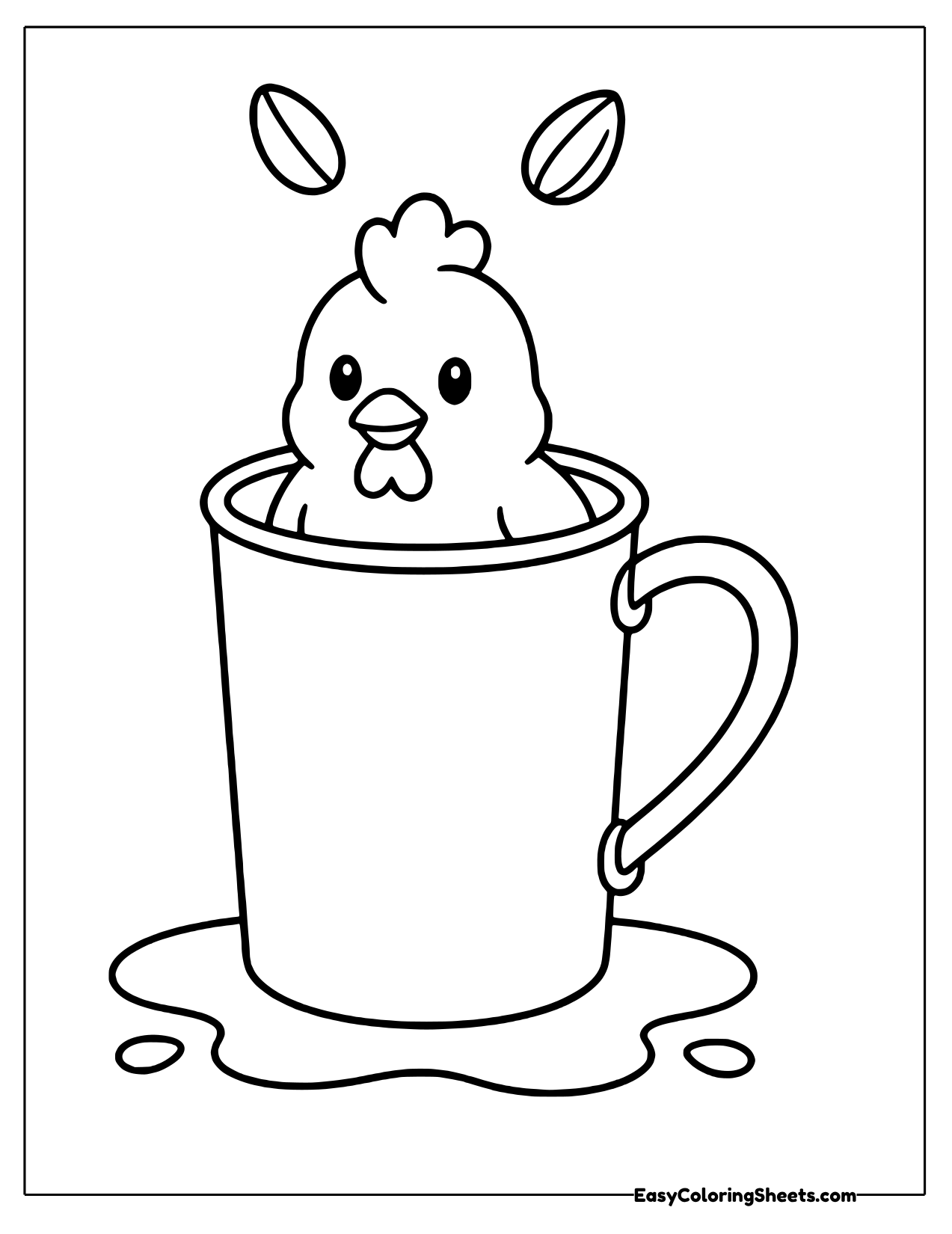 Chicken sitting in a big mug