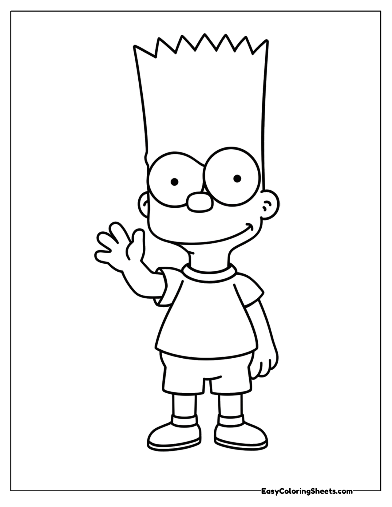 Spiky-haired boy standing with a wave