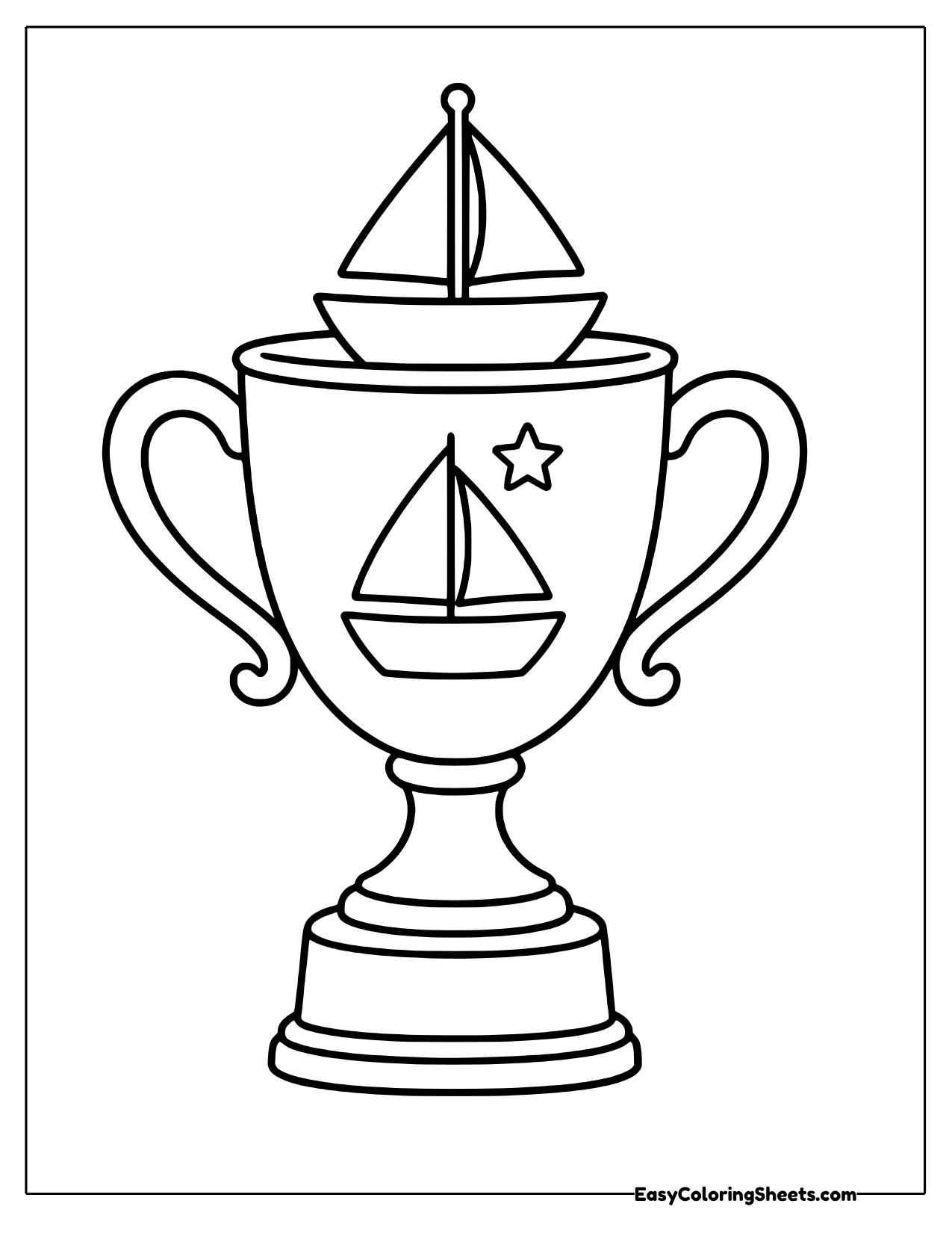 Trophy cup with sailboats on it