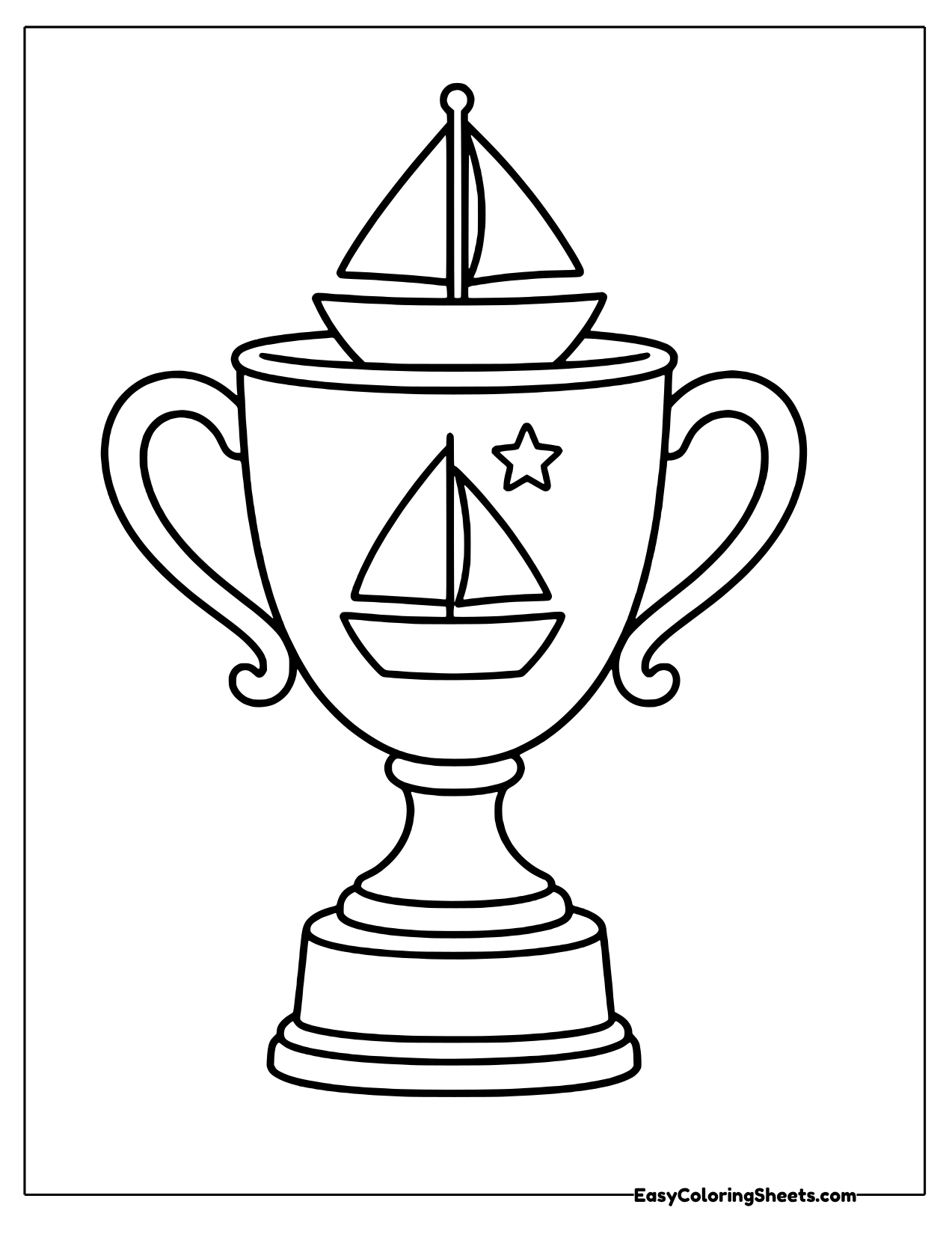 Trophy cup with sailboats on it