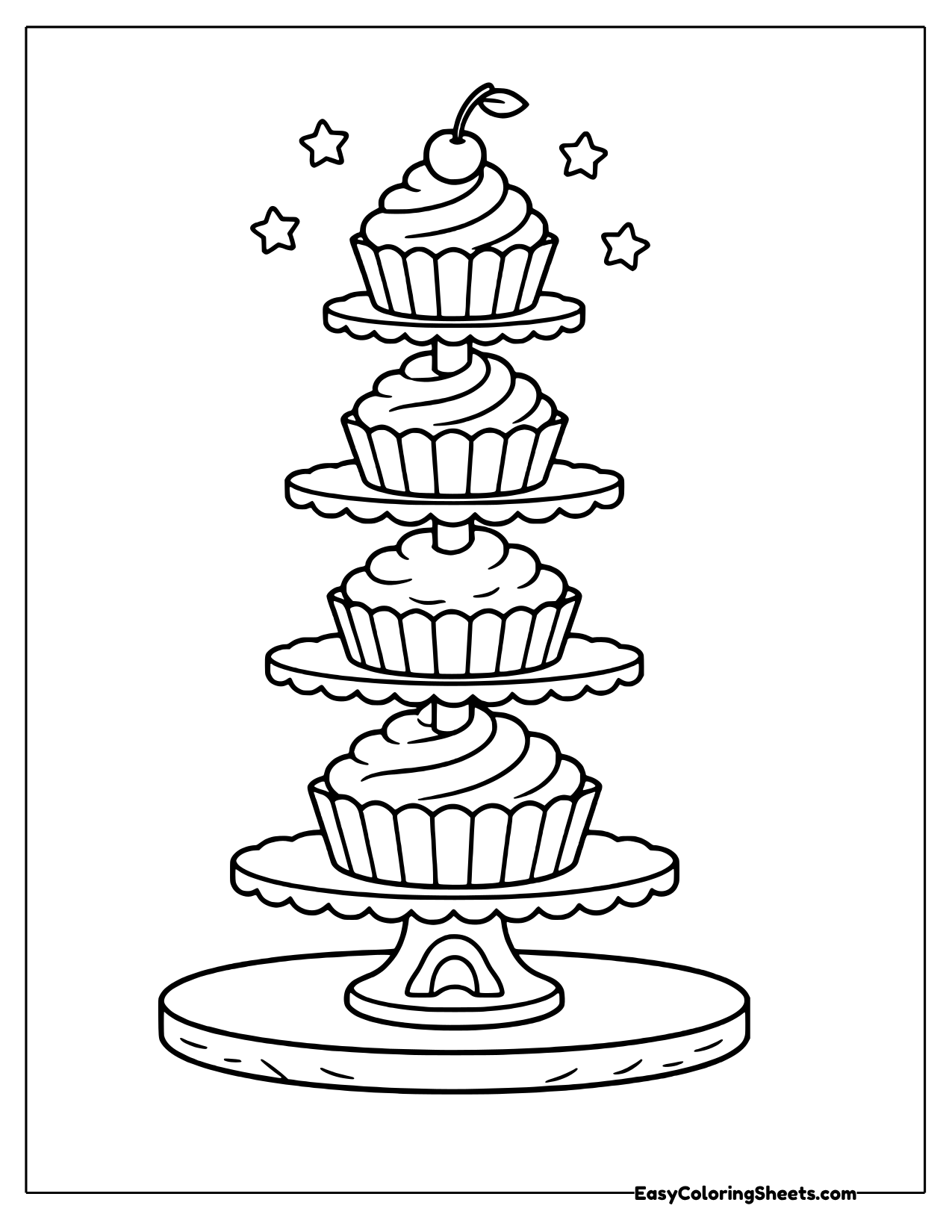 Tower of cupcakes on a tiered stand