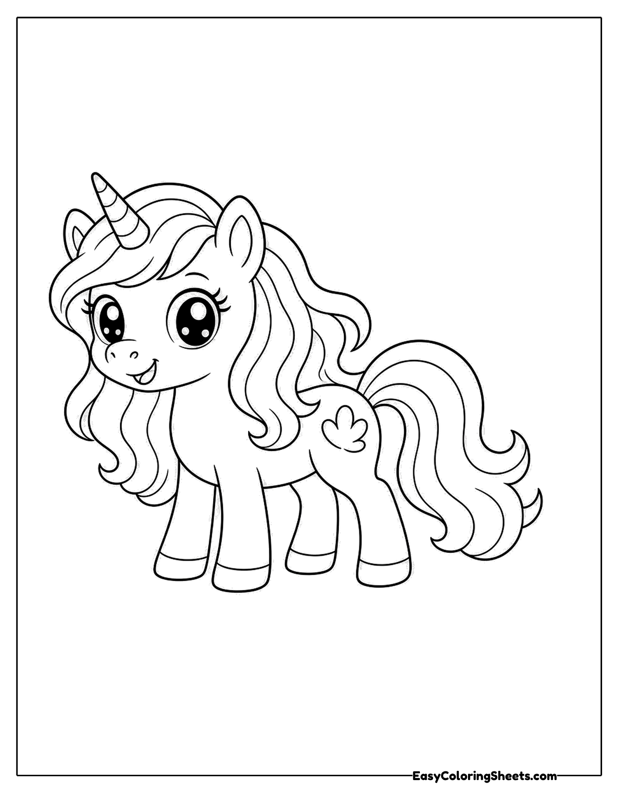 Unicorn with a long curly mane