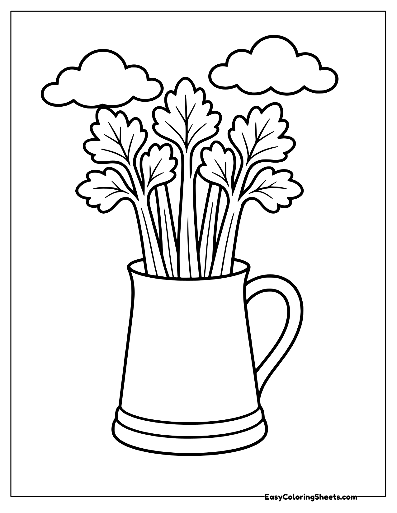 Celery sprouting from a watering can