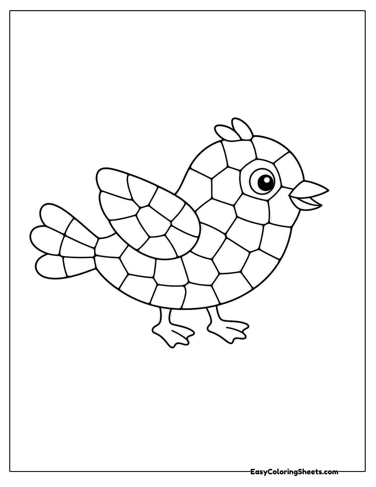 Mosaic bird made of tile shapes