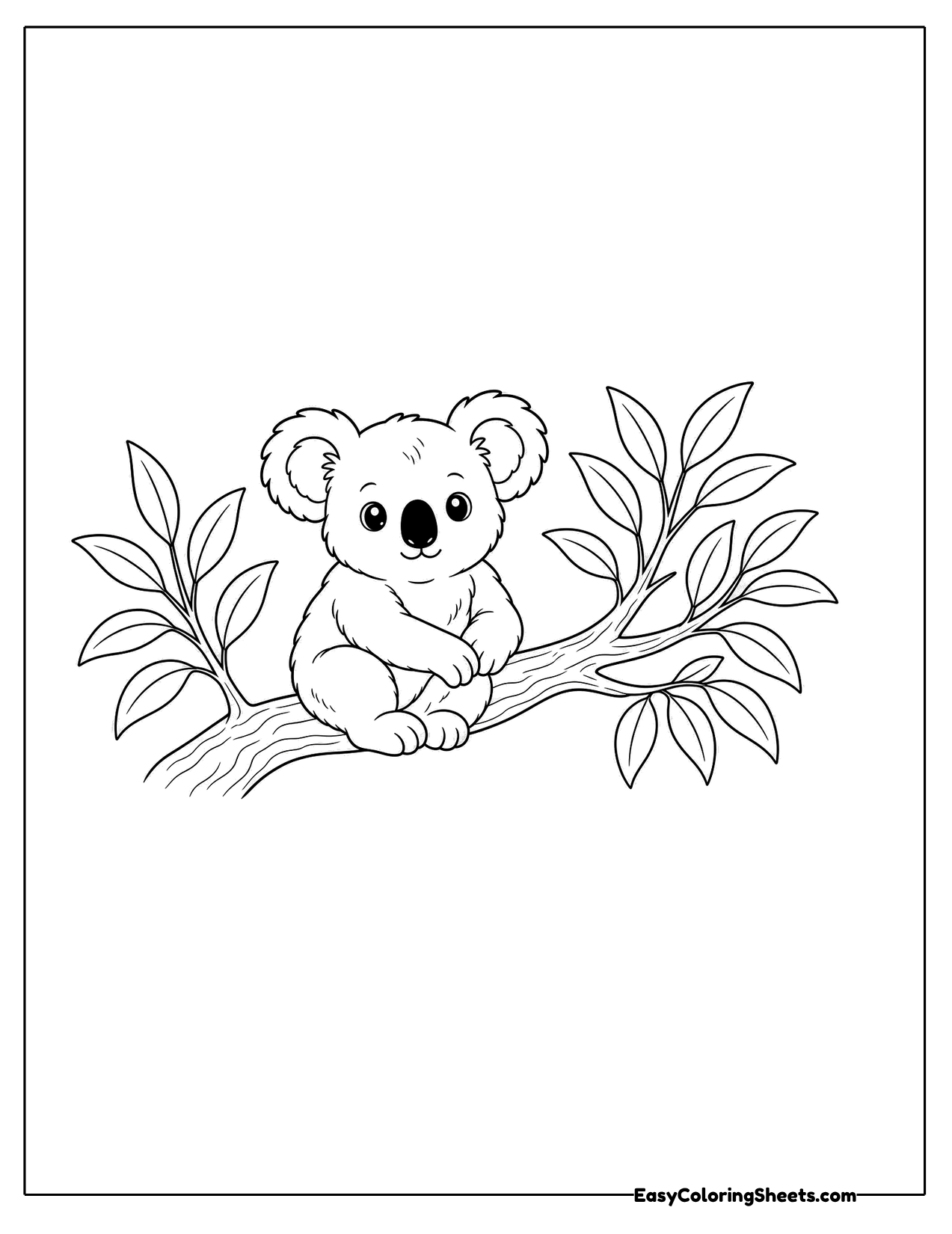 Koala resting on a leafy branch