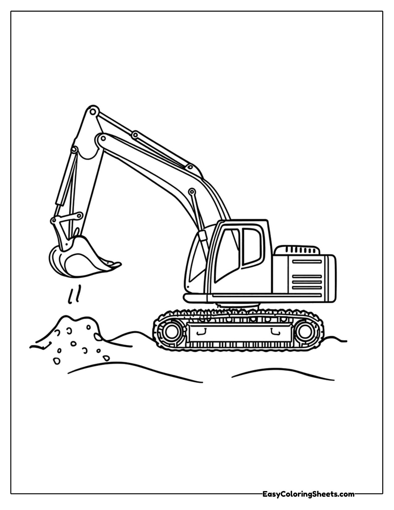 Excavator digging in a sandpit