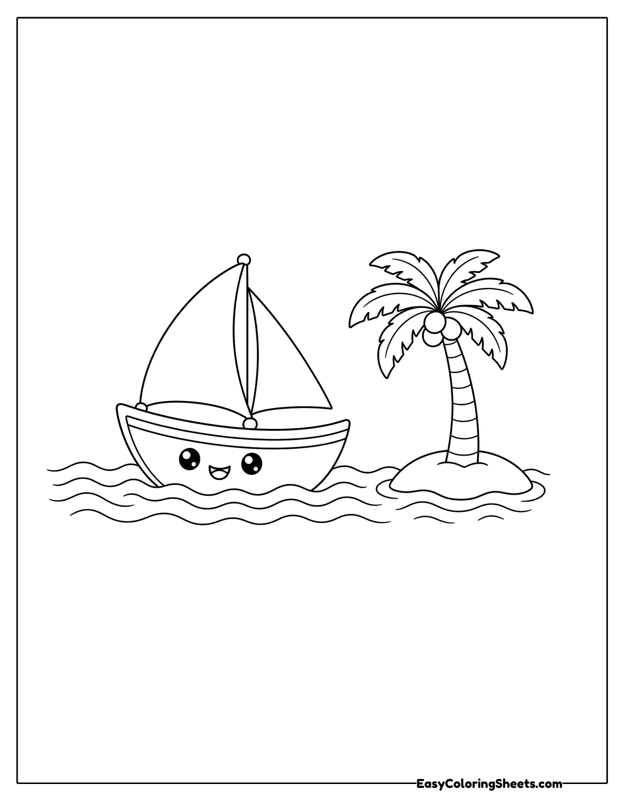 Sailboat near a palm tree island