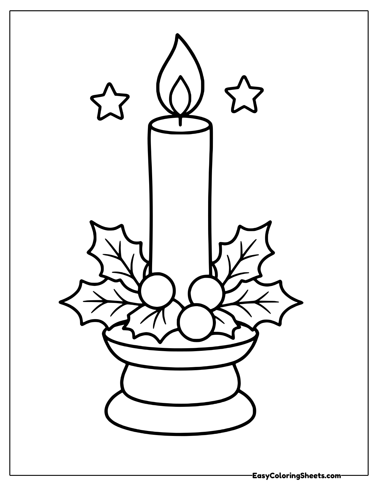 Christmas candle with holly and berries