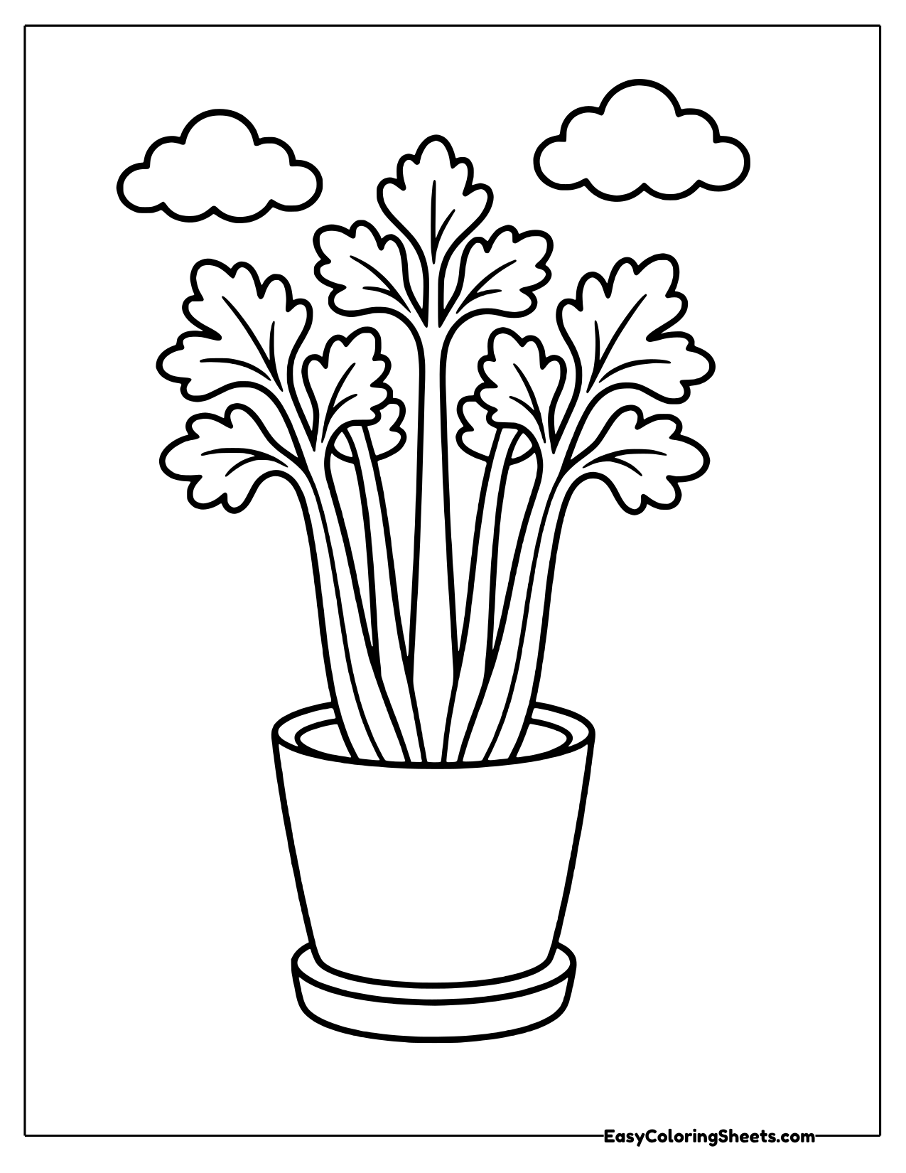 Celery plant growing in a flower pot