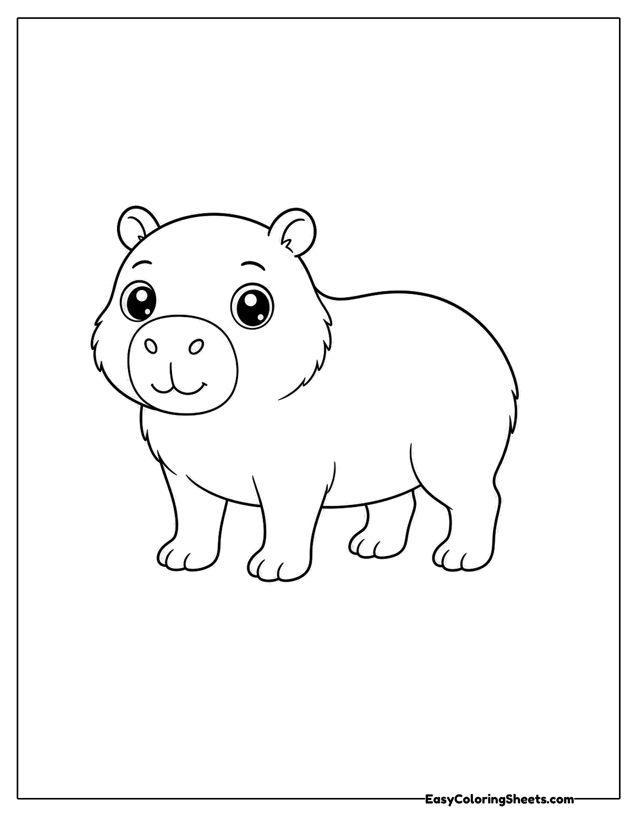 Calm capybara standing still