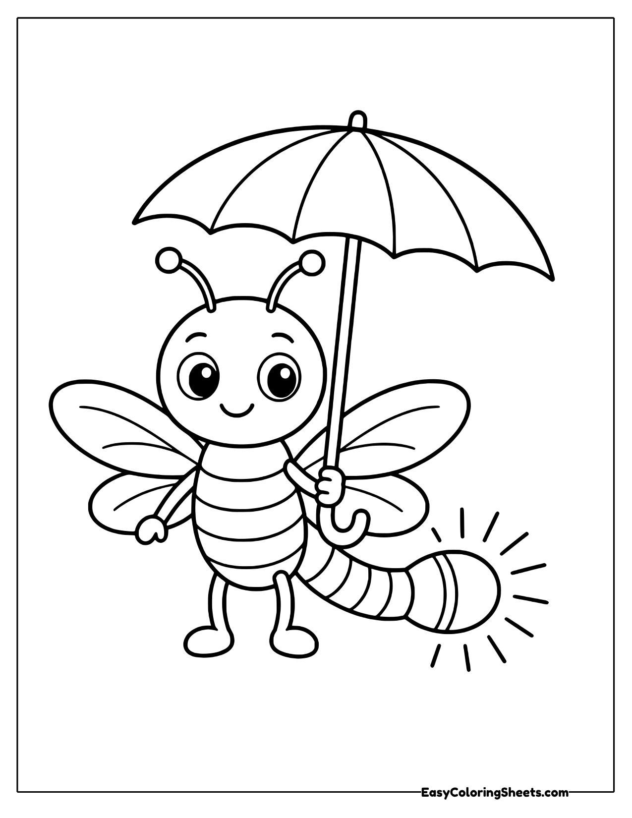 Firefly standing under an open umbrella