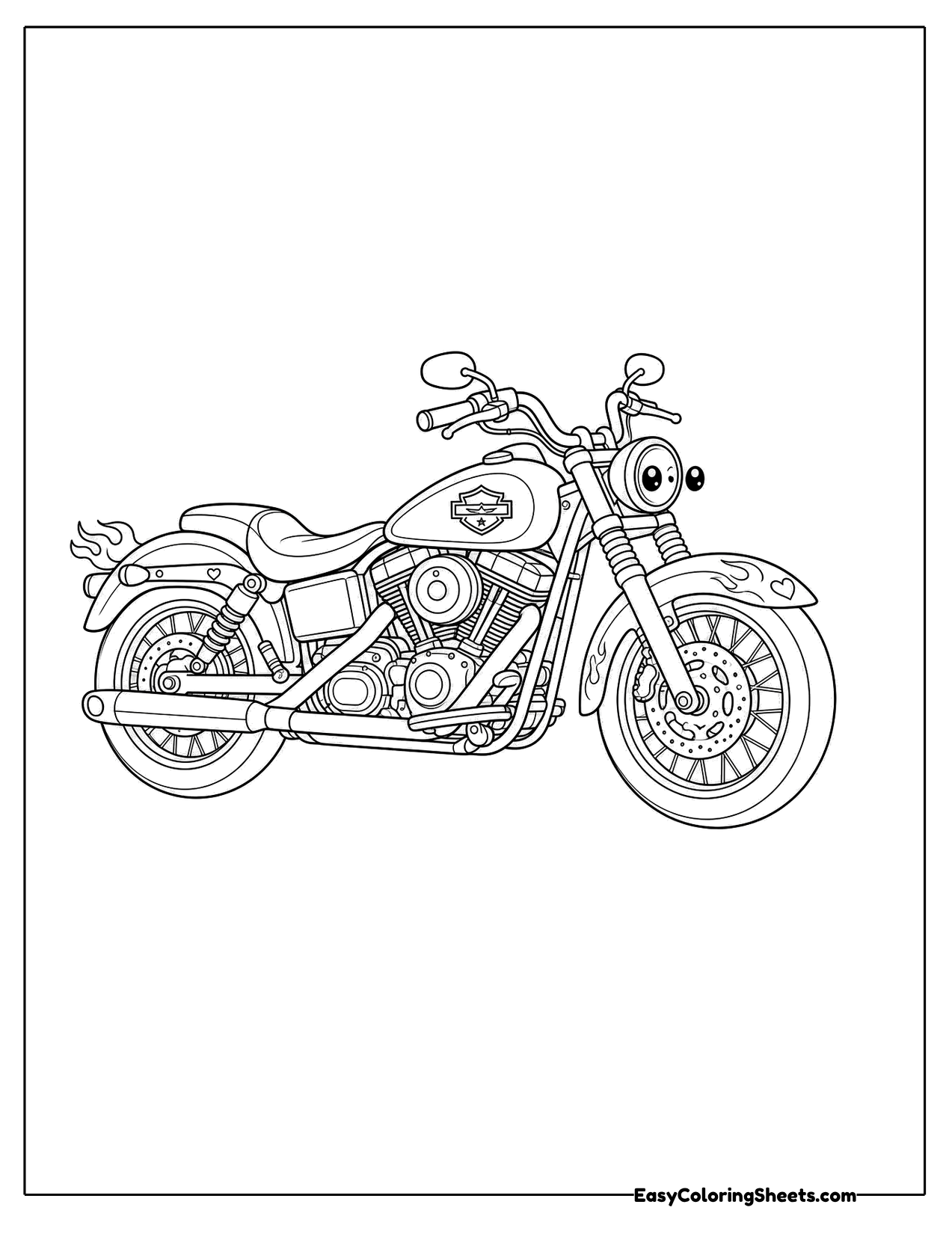 Detailed cruiser motorcycle with a big front fender