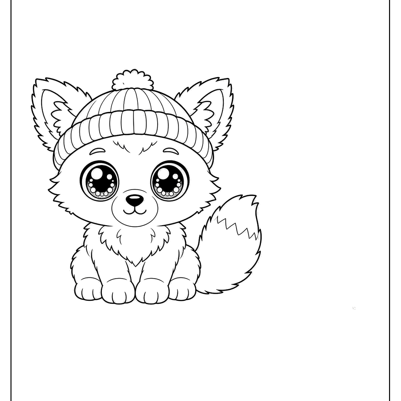 Plush toy fox with big sparkly eyes in a beanie