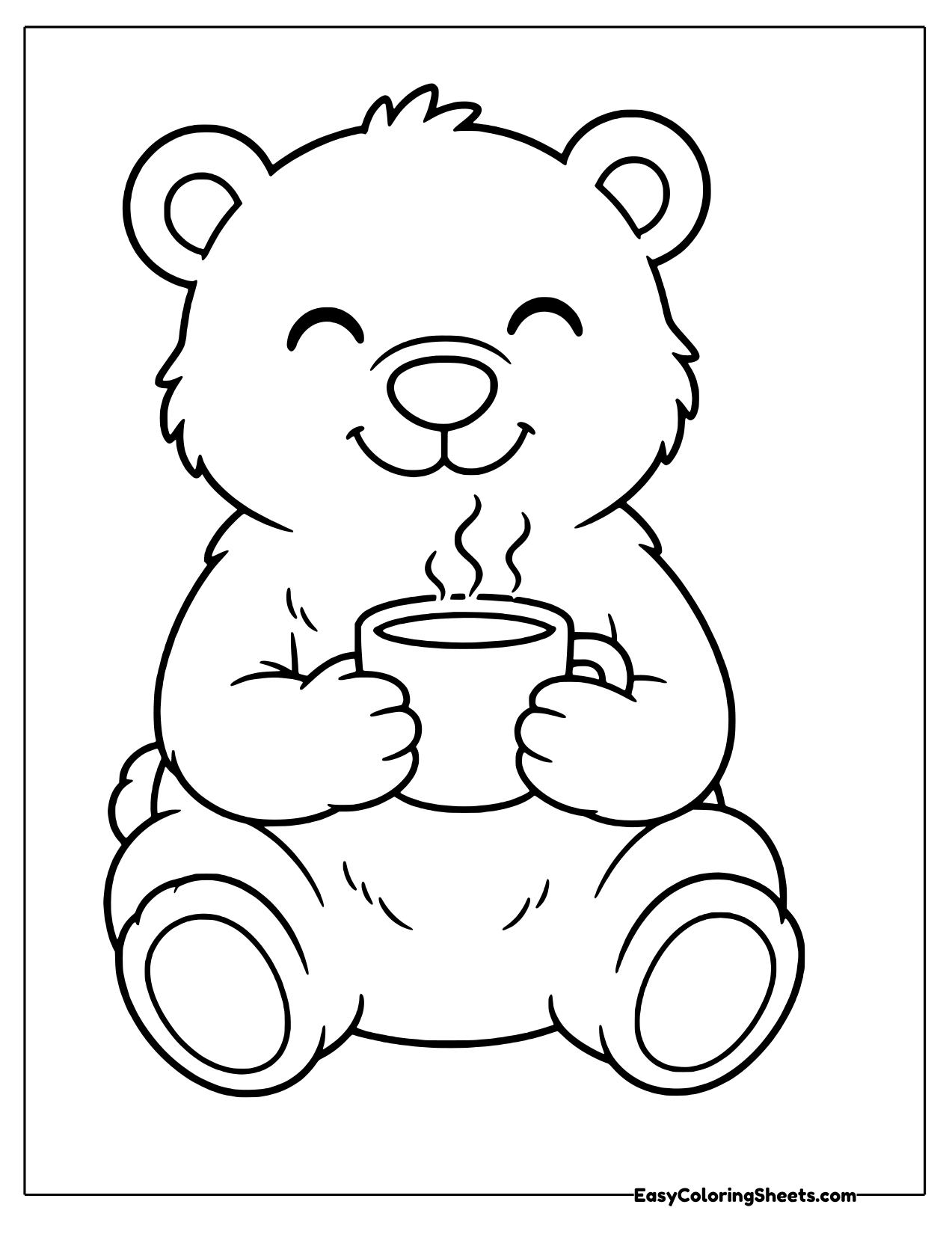 Polar bear sipping a mug of hot cocoa