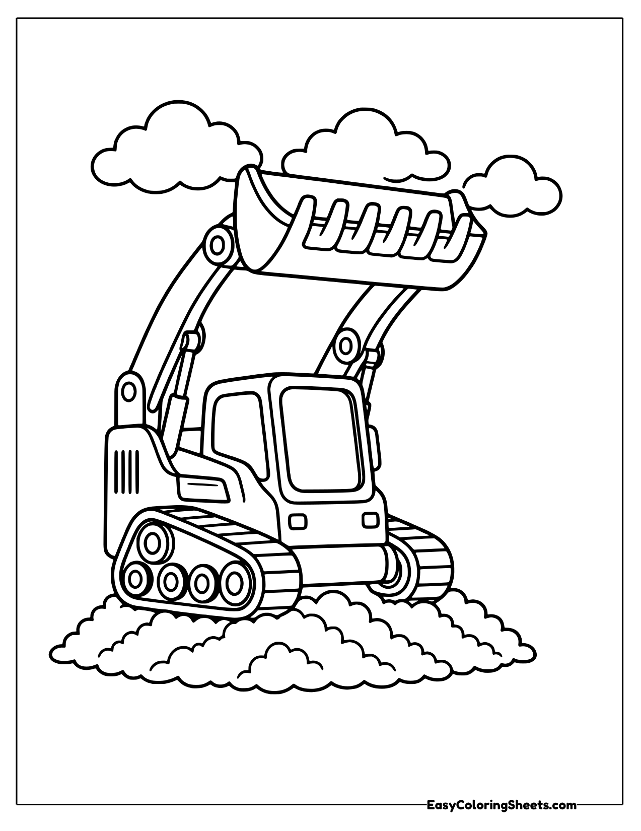 Skid steer lifting a bucket of dirt