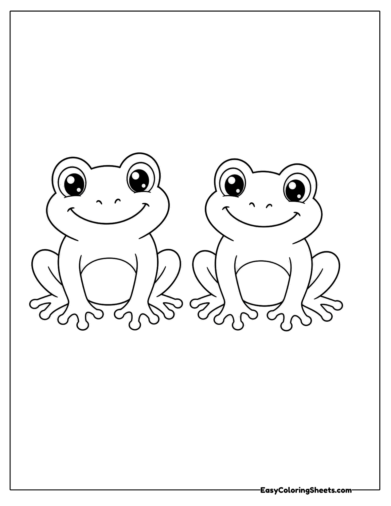 Two matching frogs sitting side by side