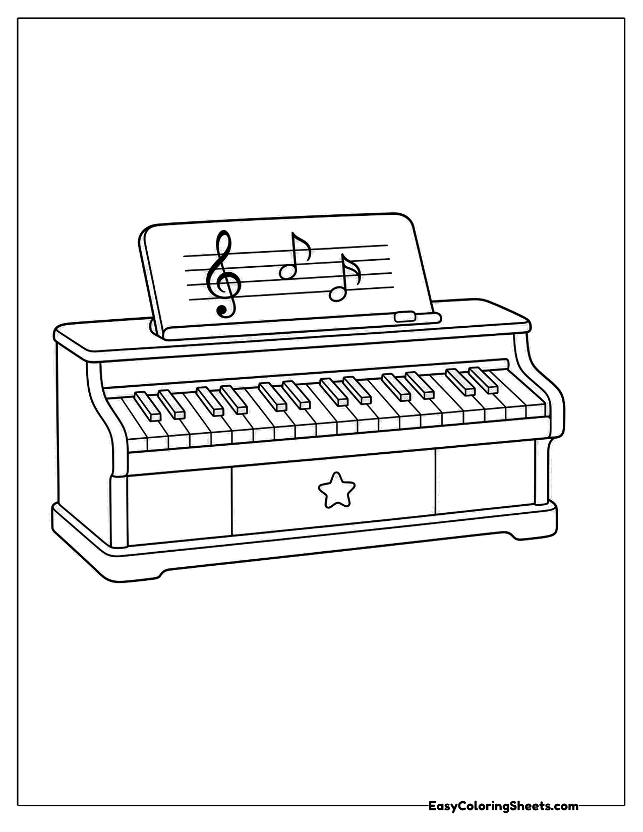 Small piano keyboard with sheet music