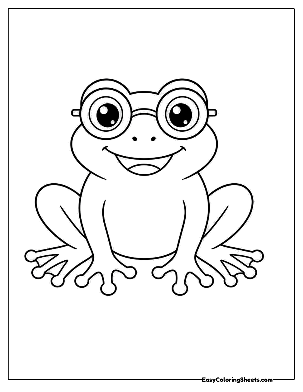 Frog with round spectacles and a toothy smile