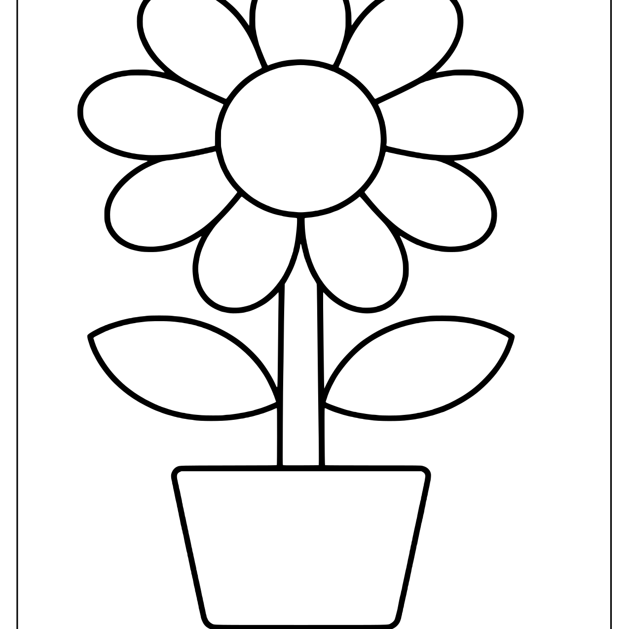 Potted flower built from a circle, ovals, a rectangle and a trapezoid