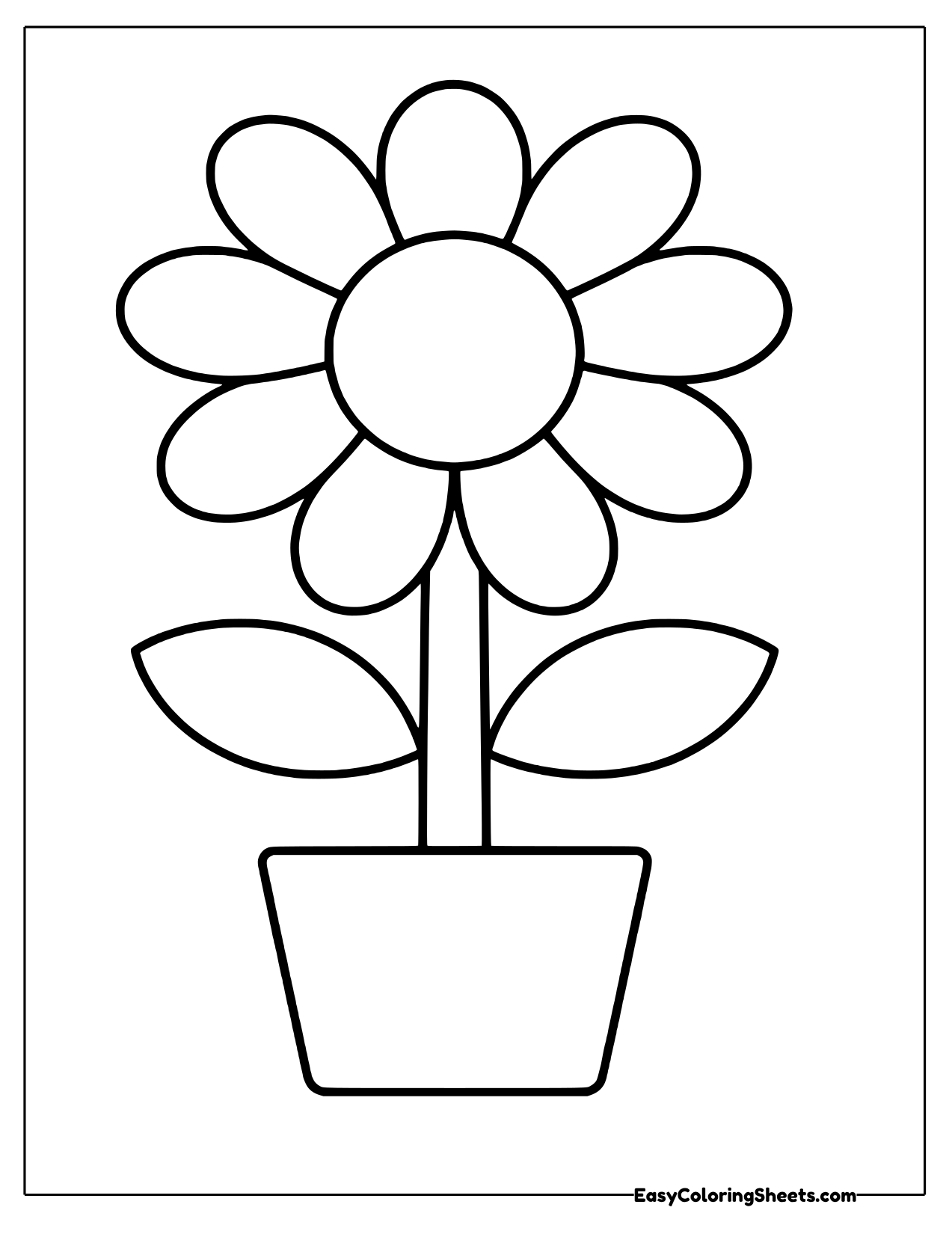 Potted flower built from a circle, ovals, a rectangle and a trapezoid