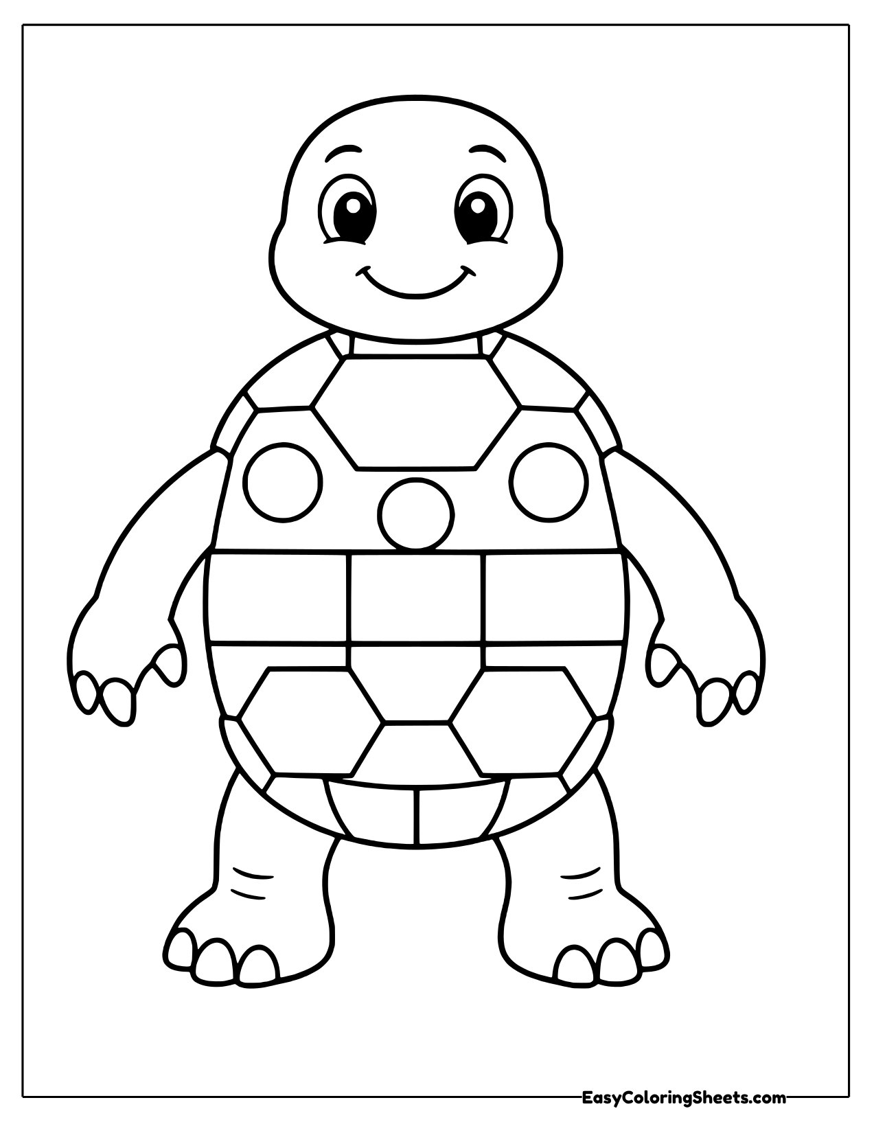 Standing turtle with a shell of patchwork hexagon, square and triangle tiles