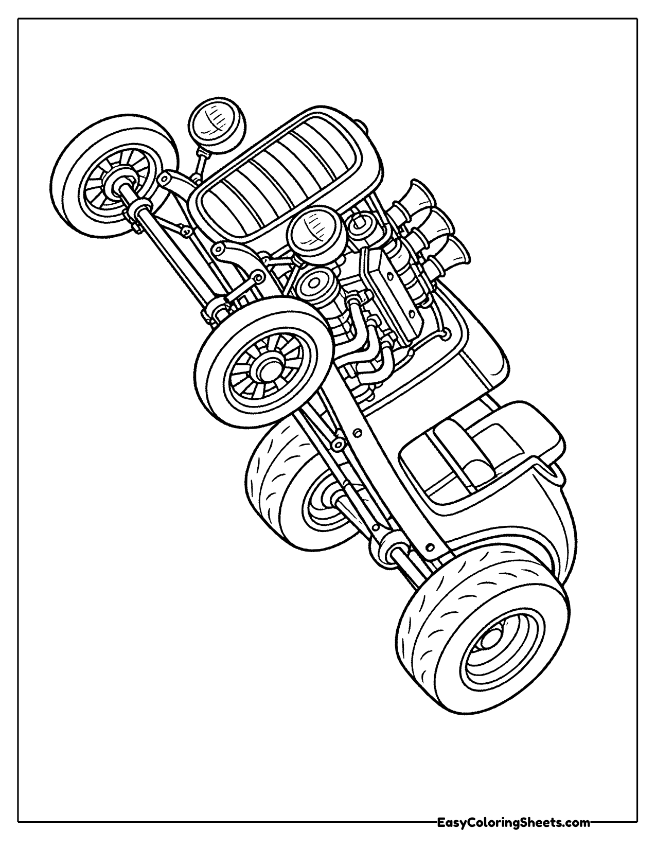 Hot rod with tall velocity stacks on the engine
