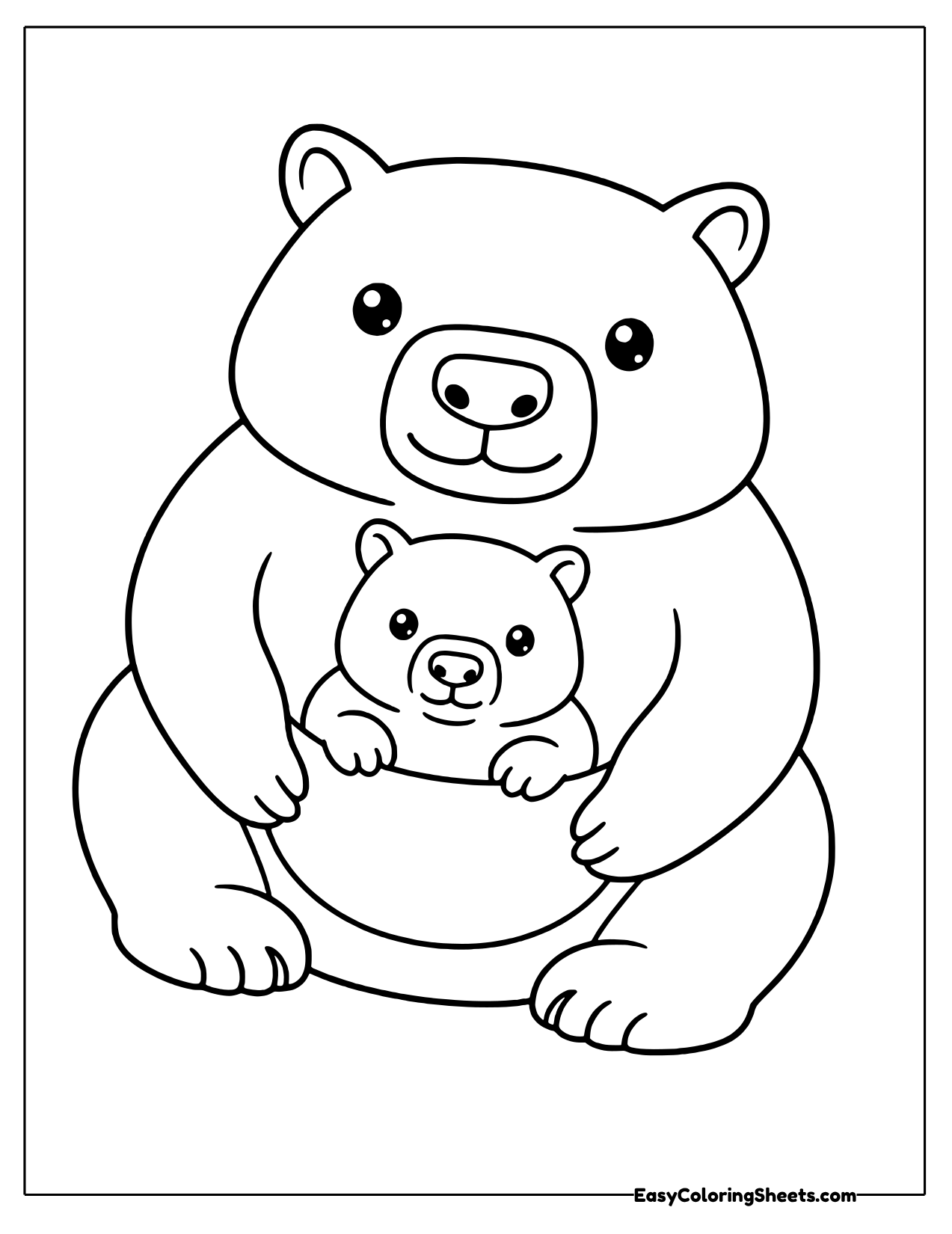 Wombat mother with a joey in her pouch