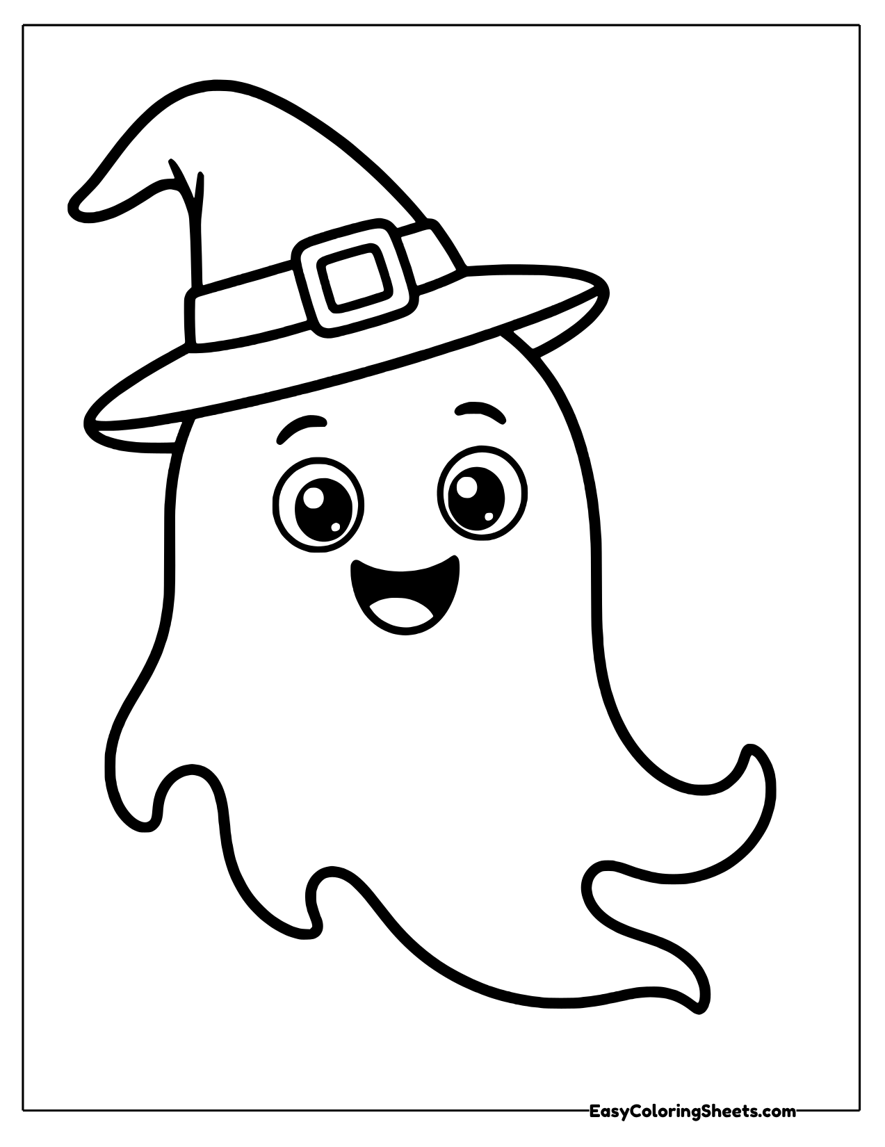 Ghost template wearing a pointed witch hat