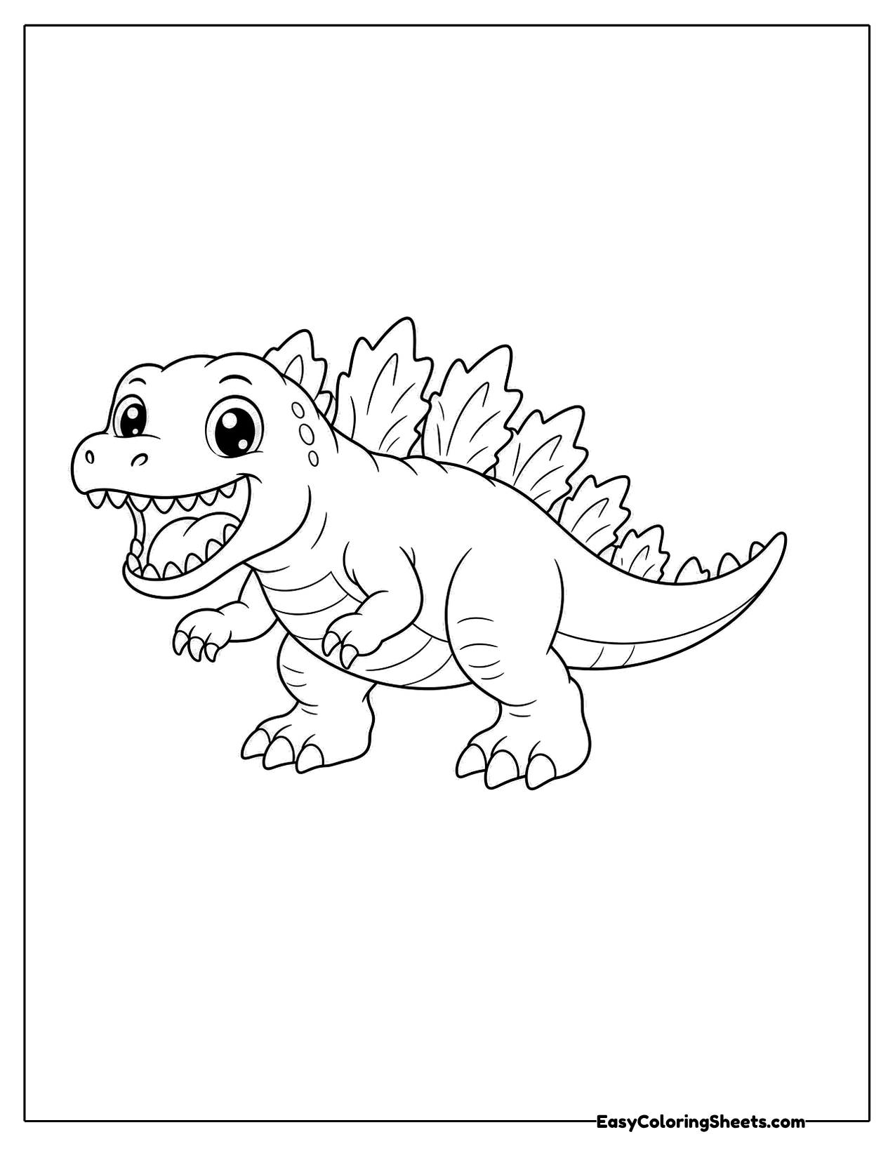 Roaring dinosaur monster with jagged back plates